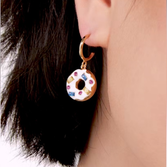 Kate Spade Coffee Break Donut Huggies ✨ Earrings | dainty fun dangle - Picture 8 of 9